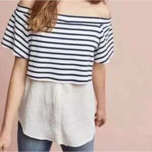 Anthropologie Mixed Media Off-the-Shoulder Top Size Small